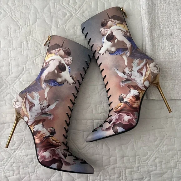 BALMAIN Uria Boots In Smooth Sky Printed Leather - Picture 2 of 7